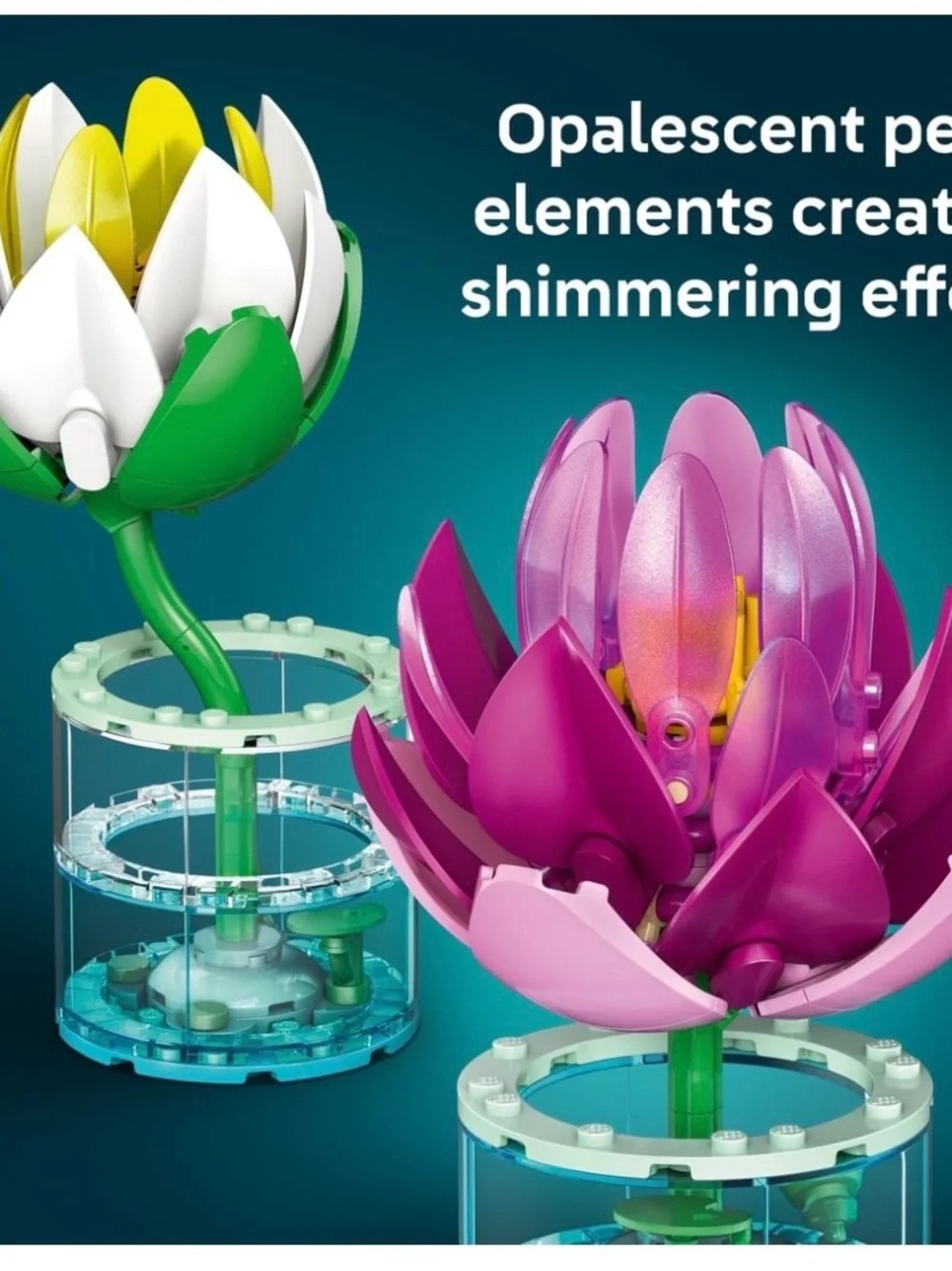 Lego Water Lilies Set — White, Purple & Yellow Blooms